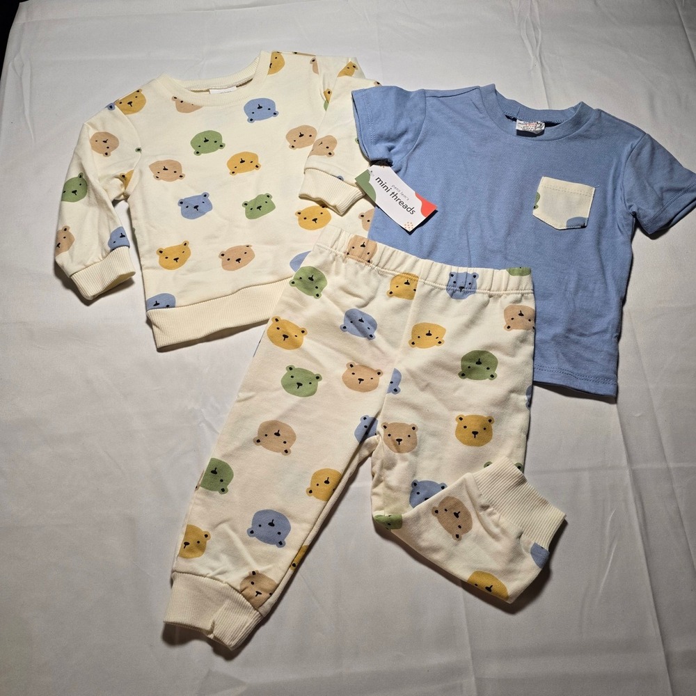 Petit Lem Mini Threads 12m 3 Piece Set Sweatshirt Joggers T-Shirt Bear